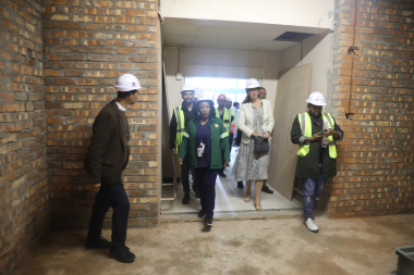Minister Nomafrench Mbombo inspects the construction of the new Acute Psychiatric Unit (APU) at the New Somerset Hospital.