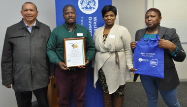 Stanley Amsterdam (Treasurer of SANTACO Western Cape) with Mcebisi Dyasi, Buyelwa Mboya and Zikhona Sikatele of the Department of Transport and Public Works.