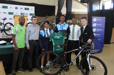Students from Tafelsig Secondary School receiving their gear
