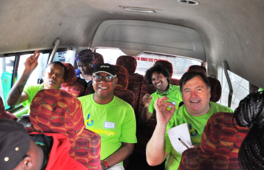 Team #ZeroEmissions taking a minibus taxi to Langa.