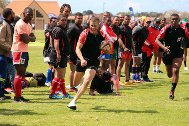 Teamwork prevailed during a rugby match between SANDF and George Municipality