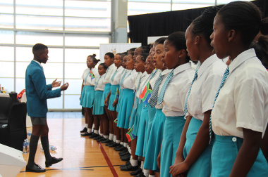 The Chris Hani Arts and Culture High School’s choir performs at the opening of the event in Khayelitsha on Friday.