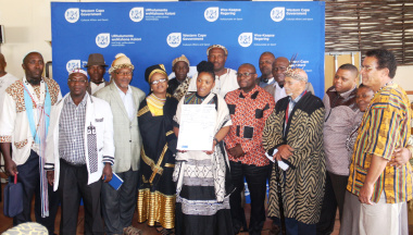 The Ministers of Cultural Affairs and Sport and Human Settlements with traditional leaders