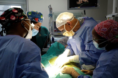 The surgical team during the separation of the conjoined twins