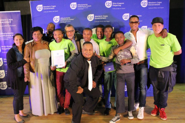 The winners of the Cape Winelands Drama Festival Finale, Team Bring It rejoicing in their victory