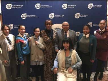 Vicky Sampson,  MEC Fritz,Tarryn Tomlinso and  learners
