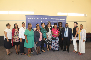 Minister Mbombo and Dr Mabuda with WCCN staff