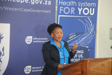 Minister Dr Nomafrench Mbombo providing input during the briefing.
