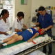 Clinical staff evaluating one of the patients
