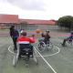Minister Mbombo joining the patients on basketball court. 