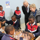 Adv. Lyndon Bouah and Minister Anroux Marais observing the young players from Hazendal Primary School.