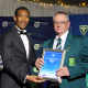Ashwin Willemse with one of the sportman of the year nominees at the Eden Sport Awards in Oudtshoorn