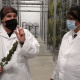 Barry Zetler makes a point to Minister Meyer inside the cannabis drying area