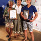 Best actress Asemahle Nkone and best actor Ayden October, with the deputy mayor Councillor Zukiswa Tonisi