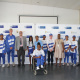 Chief Director of Sport and Recreation – Dr Lyndon Bouah, Chief Education Specialist of WCED – Mr R Larney (far right) and Team Western Cape captains