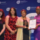 Representatives from Cape Town Central Library accepting an award for Best Public Library: Children’s Services from Nomaza Dingayo