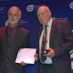 Prof Izak van der Merwe receiving his award for Best contribution to the Standardisation and/or Public Awareness of Geographical Names in the Western Cape from Andrew Hall 