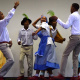 Die Nuwe Graskoue Trappers during their vibrant riel dance performance.