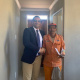 Provincial Minister of Infrastructure Tertuis Simmers with a beneficiary of Dysselsdorp, in Oudtshoorn