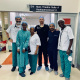 Surgery team from left: Dr Martin Nejthardt, Nurse Sithole, Nurse Kraai, Dr Ben Moodie, Dr Hamzah Mustak, and Dr Stephen Manyeruke.