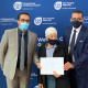 L – R: Western Cape Minister of Human Settlements, Tertuis Simmers; Ms Magrieta Geland (88) and Witzenberg Executive Mayor, Barnito Klaasen