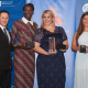JP Naude with the nominees and winner of Sportswoman of the Year Pumza Maweni, Anzel Labscher (Winner) and Bianca Beavitt