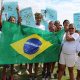 Learners from Devon Valley Primary School representing Brazil during the Olympic Day March Past.