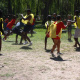 Learners playing the indigenous Game of “Drie Blikkies”