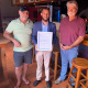 L-R: Manager of Barney’s in Hermanus, Mr David Williams, Western Cape Minister of Police Oversight and Community Safety, Reagen Allen and Owner of Barney’s in Hermanus, Mr Hendrik Baard