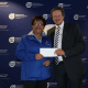 Marsha Wagenaar, representing WP Netball with Minister of DCAS, Theuns Botha