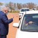 Minister Fritz engaging with motorists