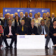 Minister Anroux Marais and Councillor Poole with representatives of all the federation which received funding
