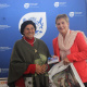 Minister Anroux Marais handed over recordings to community members in Elim