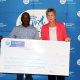 Minister Marais with Henry Davids who accepted the cheque on behalf of Stellenbosch Museum