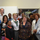 Minister Marais with staff at the Kwanonqaba library