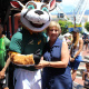Minister Marais with the Springbok mascot Bokkie.