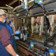 Minister Meyer observing milking time at the dairy parlour at Elsenburg on World Milk Day