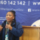 Minister Nomafrench Mbombo addresses the audience.