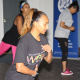 Olivia Carolisen, a Western Cape Government gym instructor, leads the aerobics class.