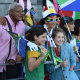 Paralympian athletes Ilse Carstens and Anrune Liebenberg with the crowd at the Green Point Stadium
