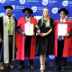 Deputy Director-General Darryl Jacobs; Head of Department, Dr Mogale Sebopetsa; Cum Laude and Dux student Anja Kotze, with Western Cape Minister of Agriculture, Dr Ivan Meyer.