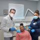 Shirmone Kriga knows that oral health is important. With her is Dr Julien Joubert and dental assistant Siya Sishuba at her appointment.