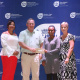Representatives of the SWD Majorettes Association accepting the cheque from DCAS CFO Brenda Rutgers and Minister Anroux Marais