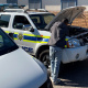 SAPS vehicle being worked on