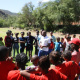 Sicelo Ngxanga (centre) explaining the rules of the various indigenous games