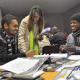  Skills development facilitator Bridgette Whyte interacts with Shuaib Julius and Lehlohonolo Taudi (from Eerste River).