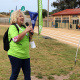 Speaker of Saldanha Bay Municipality, Olwene Daniels, braces herself against the wind to declare the BTG games open