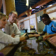 Staff show Minister Marais the touch tank at the Aquariam which is part of the Diaz museum complex