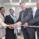 Thandeka Gqada (Member of Parliament), Dr Nomafrench Mbombo, Minister Donald Grant and Dr Michael Phillips (Head of Khayelitsha Eastern Substructure Office) at the ribbon-cutting ceremony.