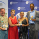 The handover of the “Start the Job Hunt” booklet. From left Dr Niel le Roux, Minister Anroux Marais, Marlene le Roux and Xolisa Tshongolo.